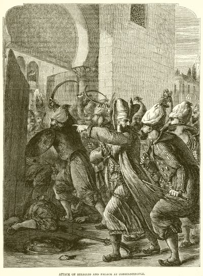 Ataque al Seraglio y al Palacio en Constantinopla de English School