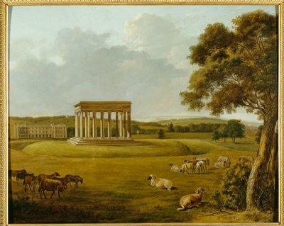 Audley End y el Templo de la Concordia (óleo sobre lienzo) de English School