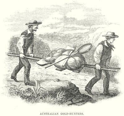 Cazadores de oro australianos (grabado) de English School