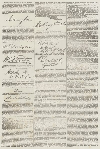 Autógrafos de la familia Wellington (grabado) de English School