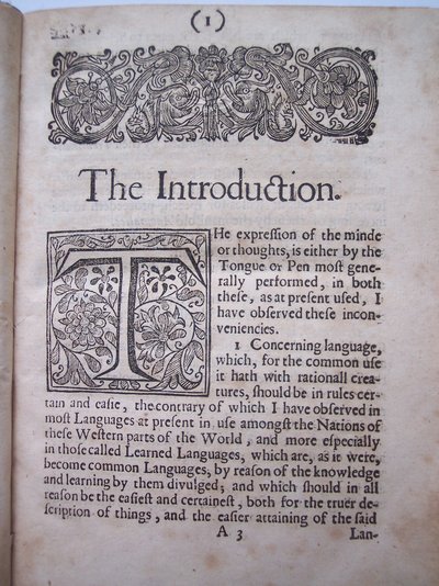 Introducción de The ground-work, or foundation laid, (or so intended) for the framing of a new perfect language: and an universal or commonwriting por Francis Lodowyck, publicado en Londres de English School