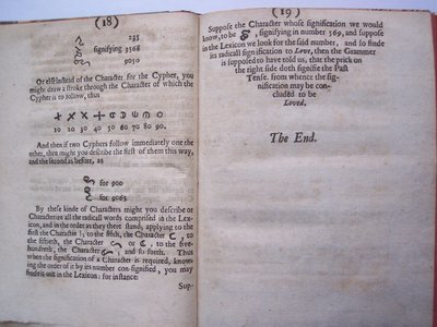 Páginas de The ground-work, or foundation laid, (or so intended) for the framing of a new perfect language: and an universal or commonwriting por Francis Lodowyck, publicado en Londres, 1652 de English School