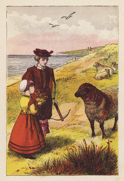 Baa, Baa, black Sheep (litografía en color) de English School