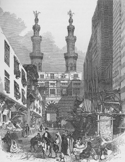 Bab El-Mutawellee, El Cairo, grabado por Josiah Wood Whymper de English School