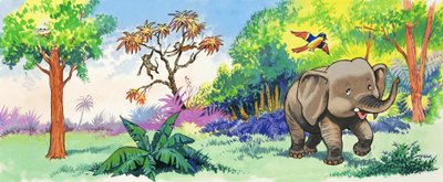 Bebé Elefante y Pájaro de English School