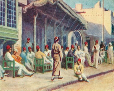 Bagdad, cafetería típica (litografía en color) de English School