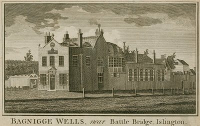 Bagnigge Wells, cerca de Battle Bridge, Islington, Londres de English School
