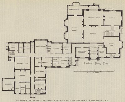 Bagshot Park, Surrey, residencia prevista de SAR el Duque de Connaught, KG de English School