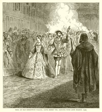 Baile en el Antiguo Palacio de Greenwich.--Rey Enrique VIII bailando con Ana Bolena, 1527 de English School