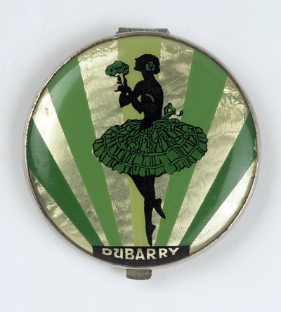 Compacto de polvo de bailarina, hecho por Dubarry, 1920-30 de English School