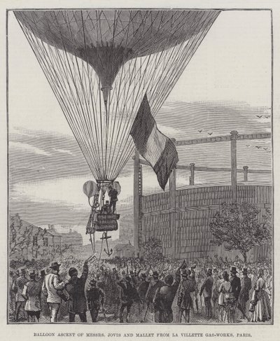 Ascenso en Globo de los Señores Jovis y Mallet desde las Obras de Gas de La Villette, París de English School