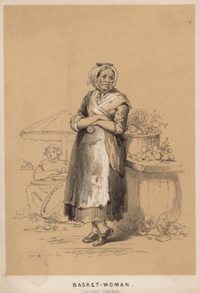 Mujer con canasta de Covent Garden de English School