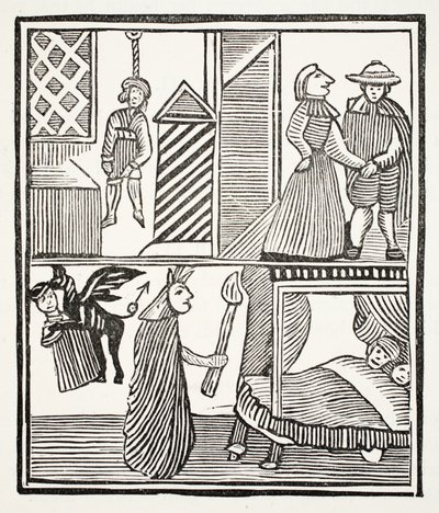 La tragedia de Bateman, ilustración de Chap-books del Siglo XVIII de John Ashton, pub. 1882 de English School