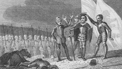 Batalla de Bosworth Field (grabado) de English School
