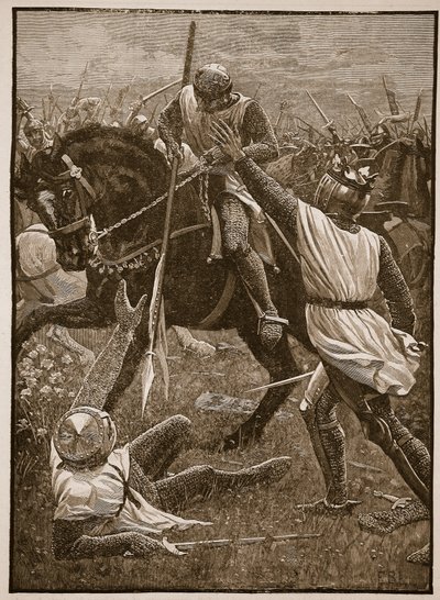 Batalla de Evesham: el Rey Enrique en peligro, ilustración de Cassells Illustrated History of England de English School