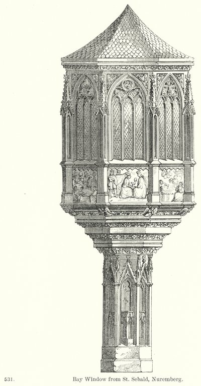 Ventana de San Sebaldo, Núremberg (grabado) de English School