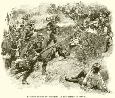 Carga de bayoneta por los prusianos en la Batalla de Sadowa de English School
