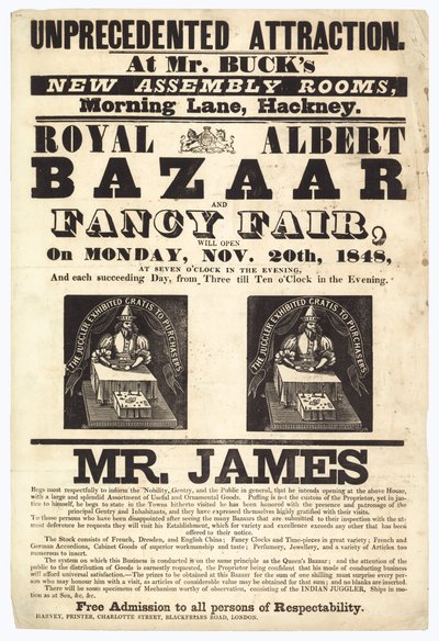 Bazar y Feria de Fantasía, 20 de noviembre de 1848 de English School