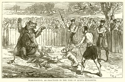 Pelea de osos, como se practicaba en la época de la Reina Isabel de English School