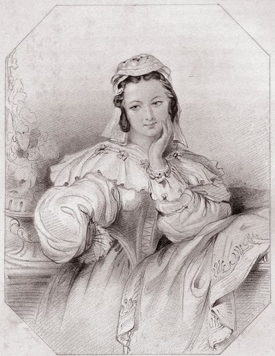 Beatrice, sobrina de Leonato (Mucho ruido y pocas nueces) - de la Galería de mujeres de Shakespeare, colección de cuarenta y cinco retratos serios por artistas tempranos de Londres, enriquecidos con registros críticos y literarios, circa 1838 de English School