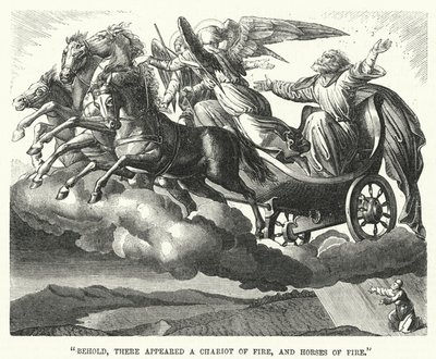 "He aquí que apareció un carro de fuego y caballos de fuego" (grabado) de English School