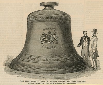 Campana fundida para la torre del reloj de las nuevas Casas del Parlamento de English School
