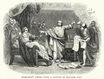 Visión de Belsasar, de una pintura de Benjamin West (grabado) de English School