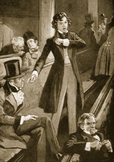 Benjamin Disraeli dando su primer discurso en la Cámara de English School