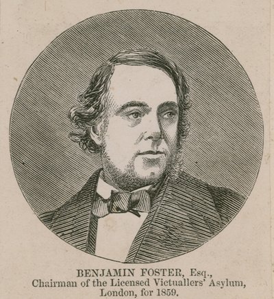 Benjamin Foster, Presidente del Asilo de Taberneros Licenciados, Londres, 1859 de English School