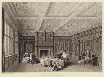 Salón de Benthall, Shropshire (grabado) de English School