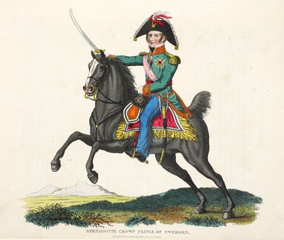 Bernadotte, Príncipe Heredero de Suecia, ilustración de Un Relato Histórico de la Batalla de Waterloo por William Mudford, 1816 de English School