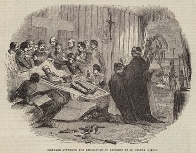 Bertrand asistiendo a la exhumación de Napoleón en Santa Elena en 1840 de English School
