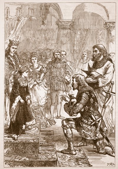 Desposorio de la Princesa Isabel con Ricardo, ilustración de Cassells Illustrated History of England de English School