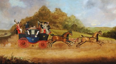 Beverley and Hull Passenger Coach, c.1826 (óleo sobre lienzo) de English School