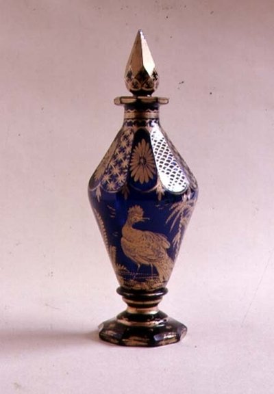 Botella de vinagrera bicónica con tapón en espiral, 1765-70 de English School