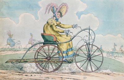 Bicicleta con tres ruedas, el pasatiempo de las damas, 1819 de English School