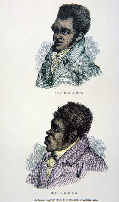 Bill Richmond y Tom Molineaux, impresión publicada en 1812 de English School