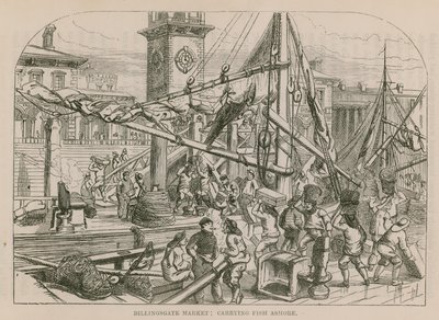 Mercado de Billingsgate, descargando pescado de English School