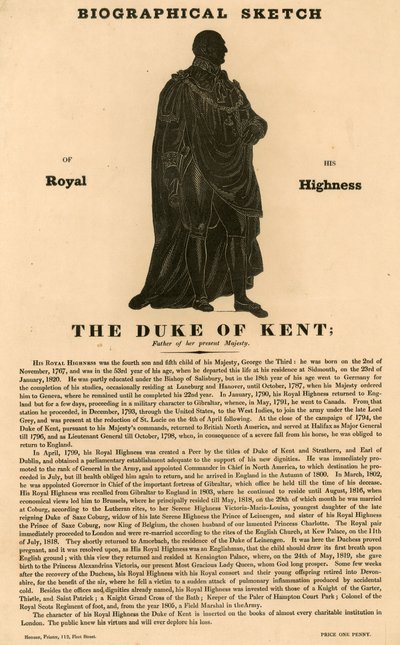 Bosquejo biográfico de Su Alteza Real el Duque de Kent, padre de su actual Majestad de English School