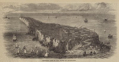 Vista aérea de la isla de Heligoland (grabado) de English School