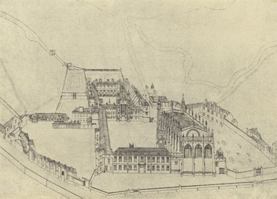 Vista aérea del colegio de Eton (grabado) de English School