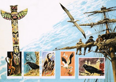 Aves de mal agüero, incluyendo albatros, cuervo y fénix de English School