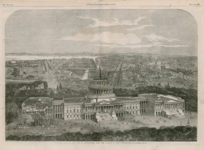 Vista aérea de la ciudad de Washington, con el Capitolio en primer plano de English School