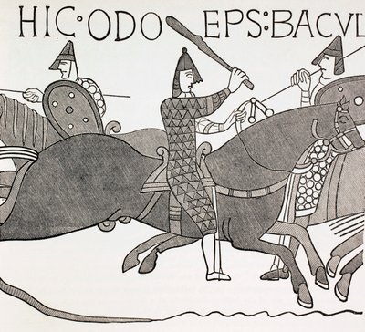 Obispo Eudes sosteniendo su Bastón de Mando en la Batalla de Hastings, c.1880 de English School