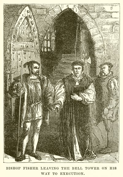Obispo Fisher saliendo de la Torre de la Campana camino a su ejecución de English School