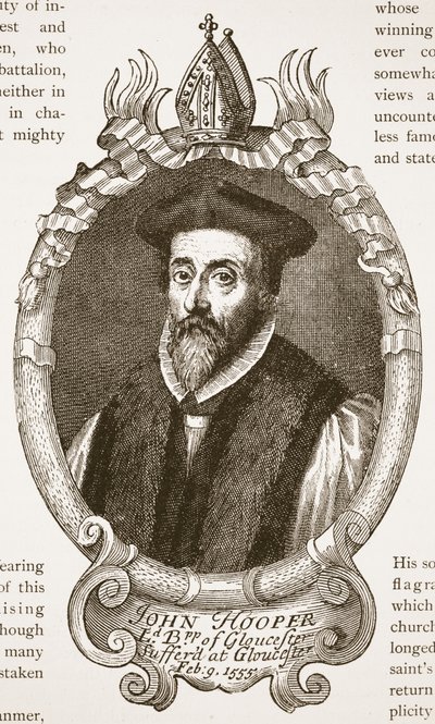 Obispo Hooper, ilustración de The Church of England: A History for the People por H.D.M. Spence-Jones de English School