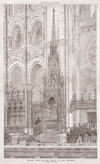 Trono del obispo ahora siendo erigido en la Catedral de Cork de English School