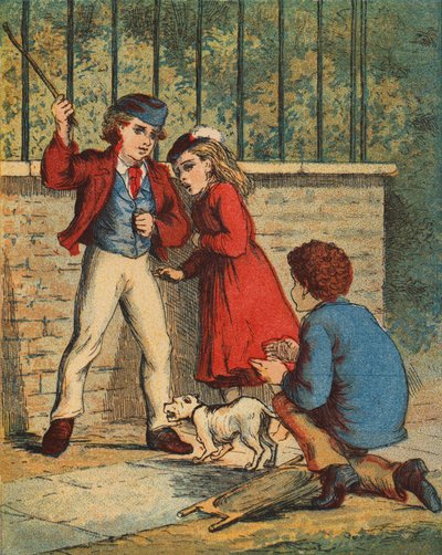 "Muérdele, gruñe" (litografía en color) de English School