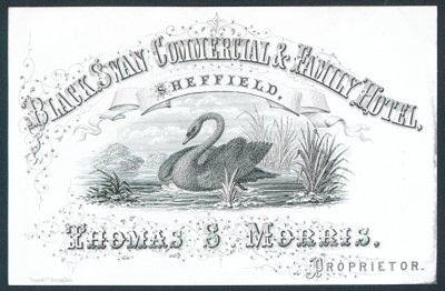 Black Swan Commercial & Family Hotel, Sheffield, tarjeta comercial de English School