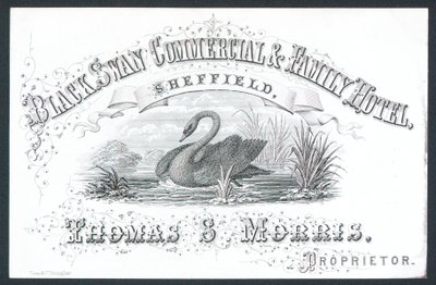 Black Swan Commercial & Family Hotel, Sheffield, tarjeta comercial de English School